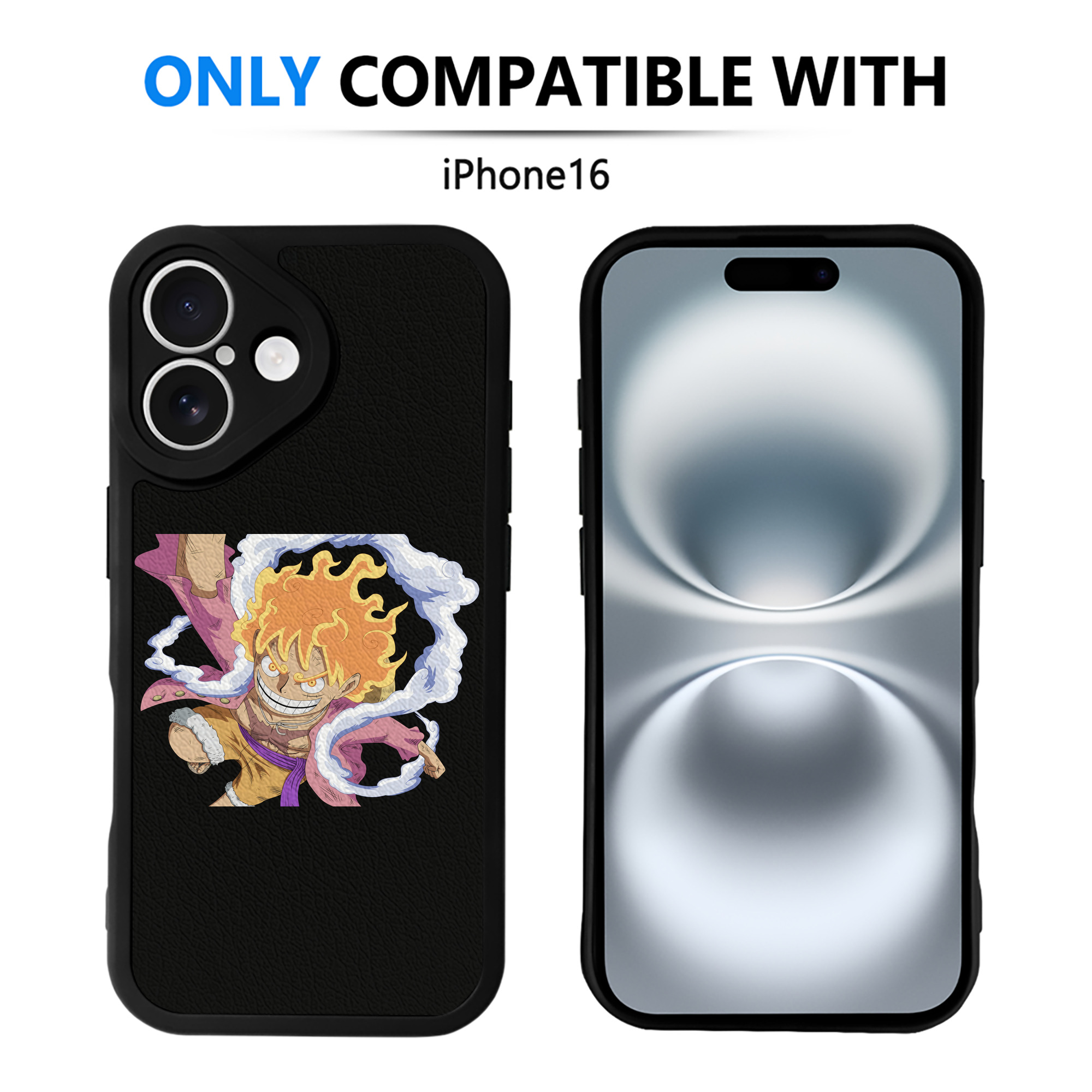 （画像用） ワンピース モンキー・D・ルフィ ONE PIECE Monkey D. Luffy 【iPhone 16シリーズ対応】シリコンスマホケース（レザー調） 材質：シリコン